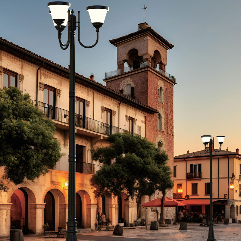 Poste de luz solar con pulverización de polvo metálico GOZO