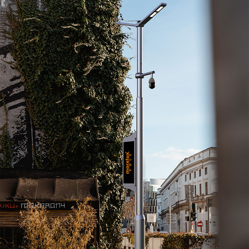 Poste de luz inteligente multifuncional para calles de aleación de aluminio