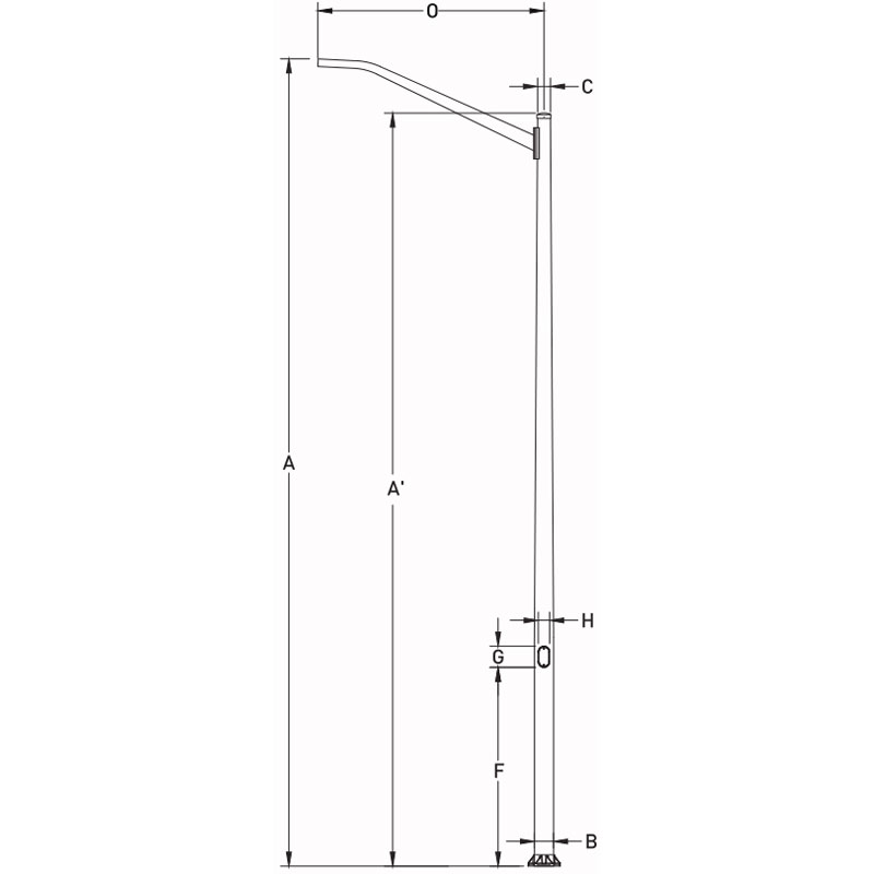 Poste de luz cónico de aluminio de 20 a 40 pies, montaje con brida de base