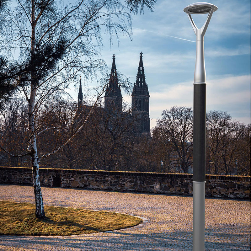 Poste de luz solar flexible HJT de aluminio con pulverización de polvo metálico PAU