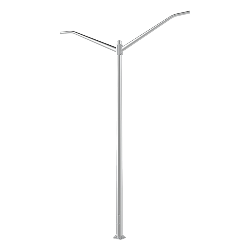 Poste de luz cónico de aluminio de 20 a 40 pies con doble brazo, montaje con brida en la base